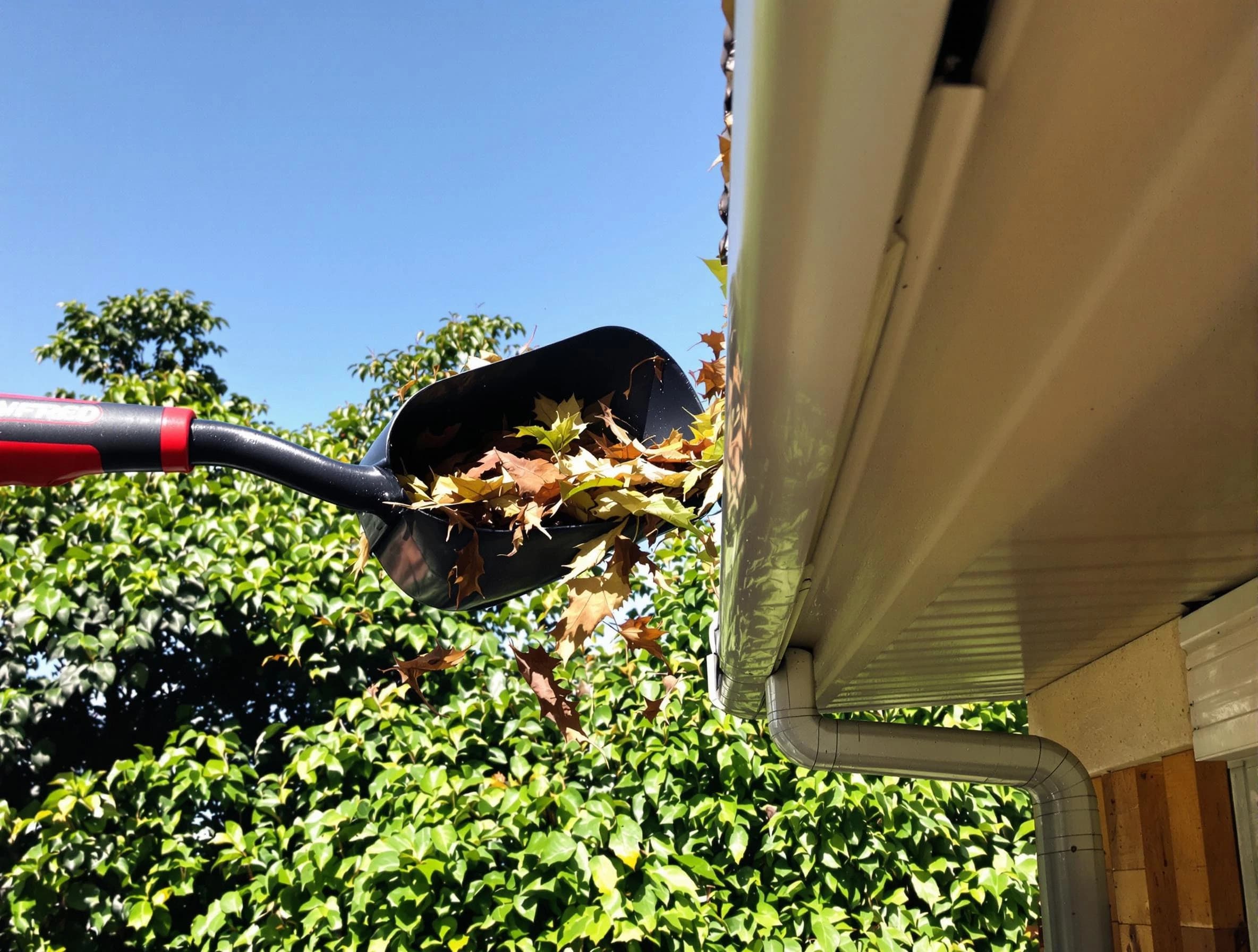 Stow Roofing Company performing gutter cleaning at a home in Stow, OH