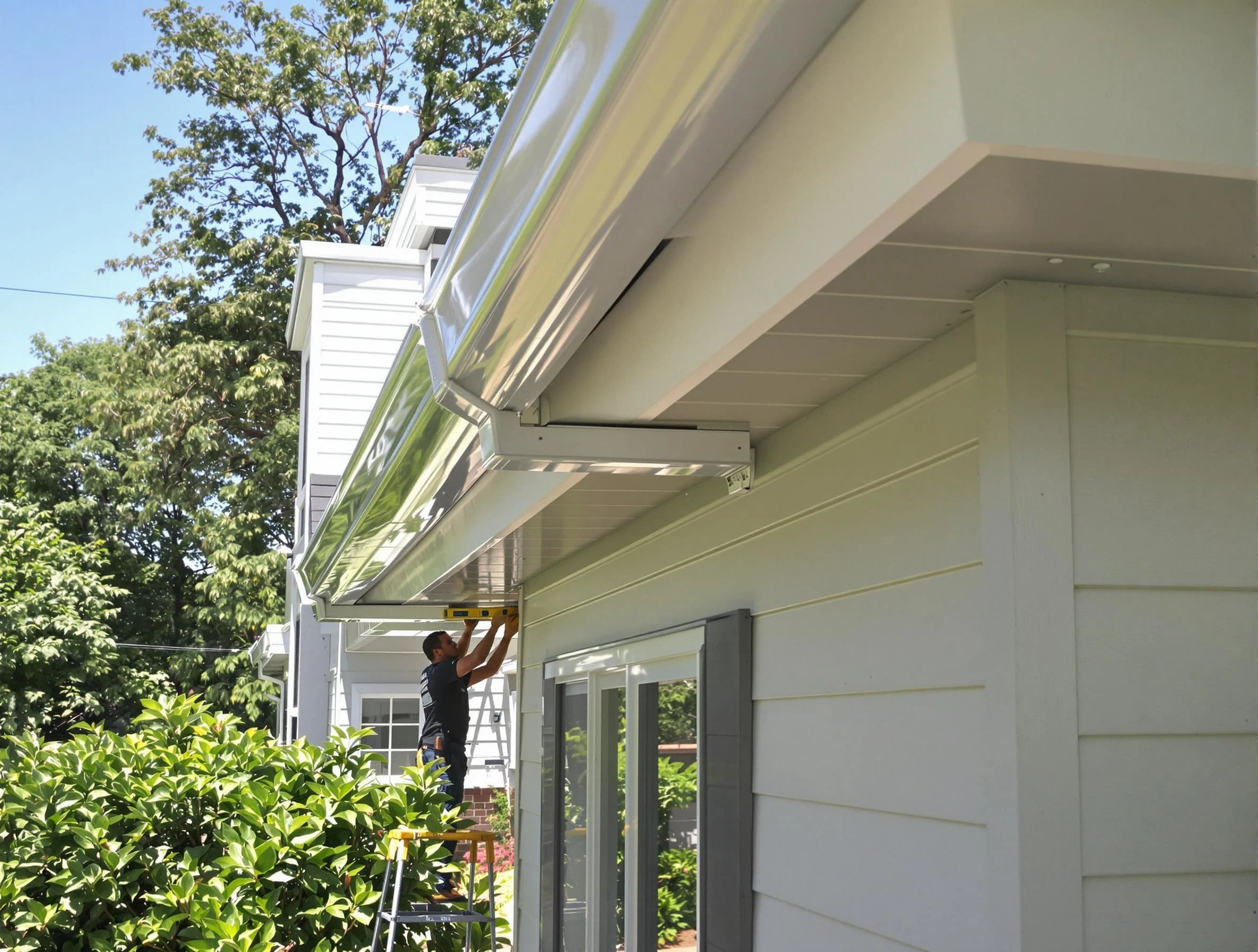 Properly aligned gutter system installed by Stow Roofing Company in Stow, OH