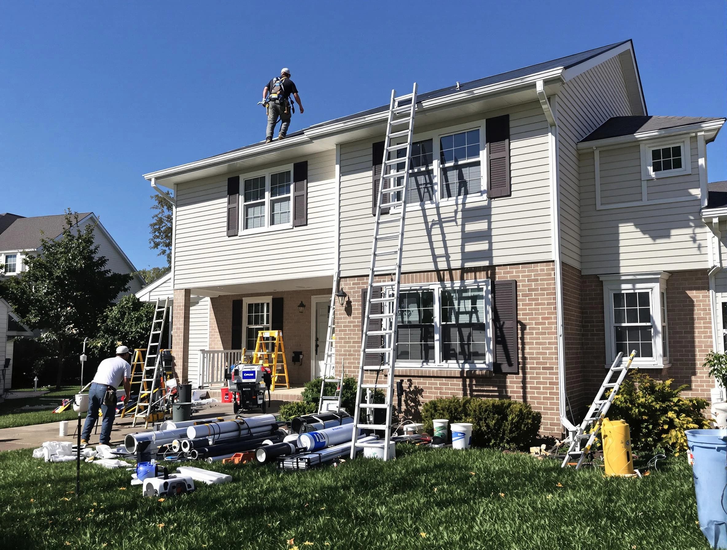 Stow Roofing Company completing a gutter replacement in Stow, OH