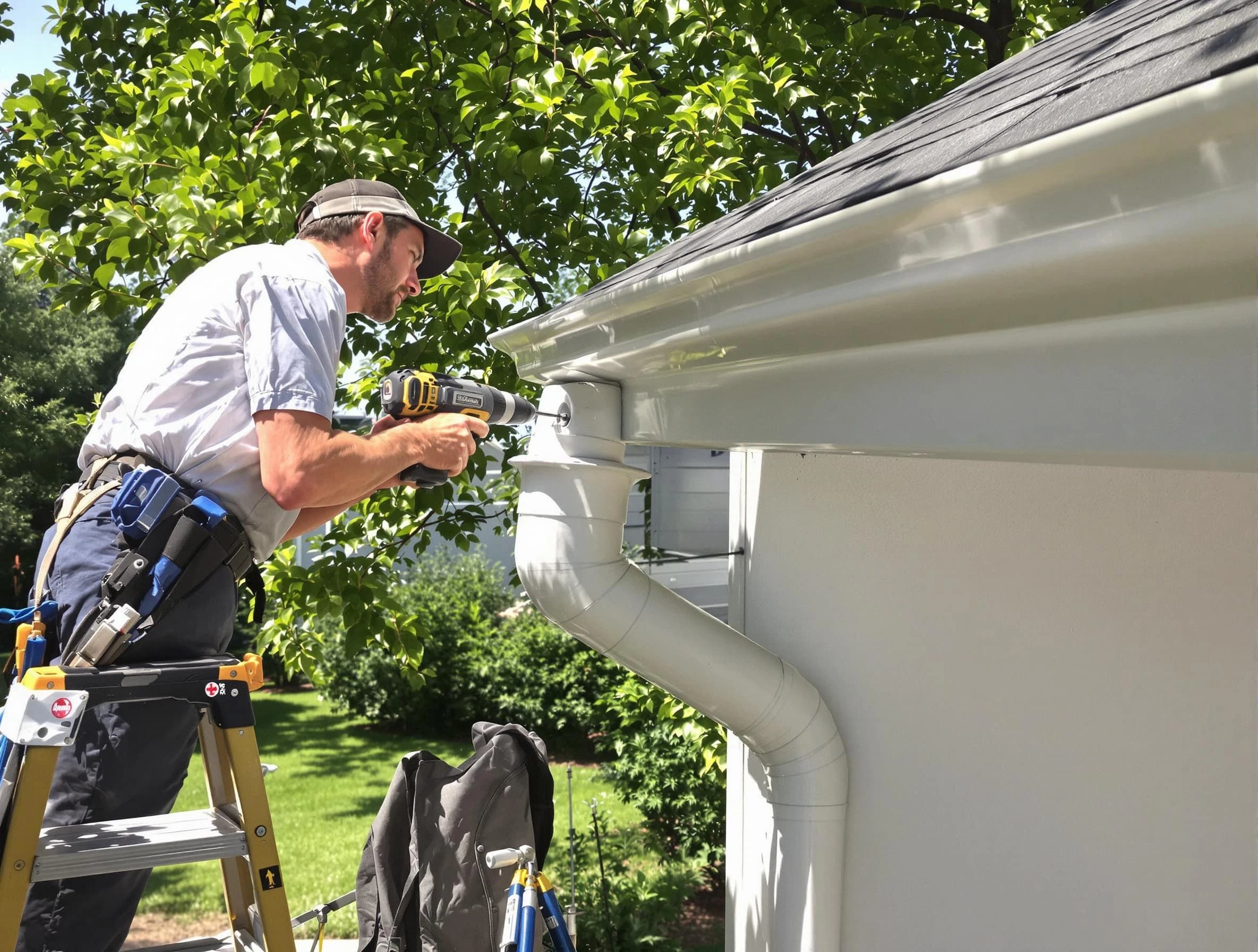 Properly installed rain gutters by Stow Roofing Company in Stow, OH