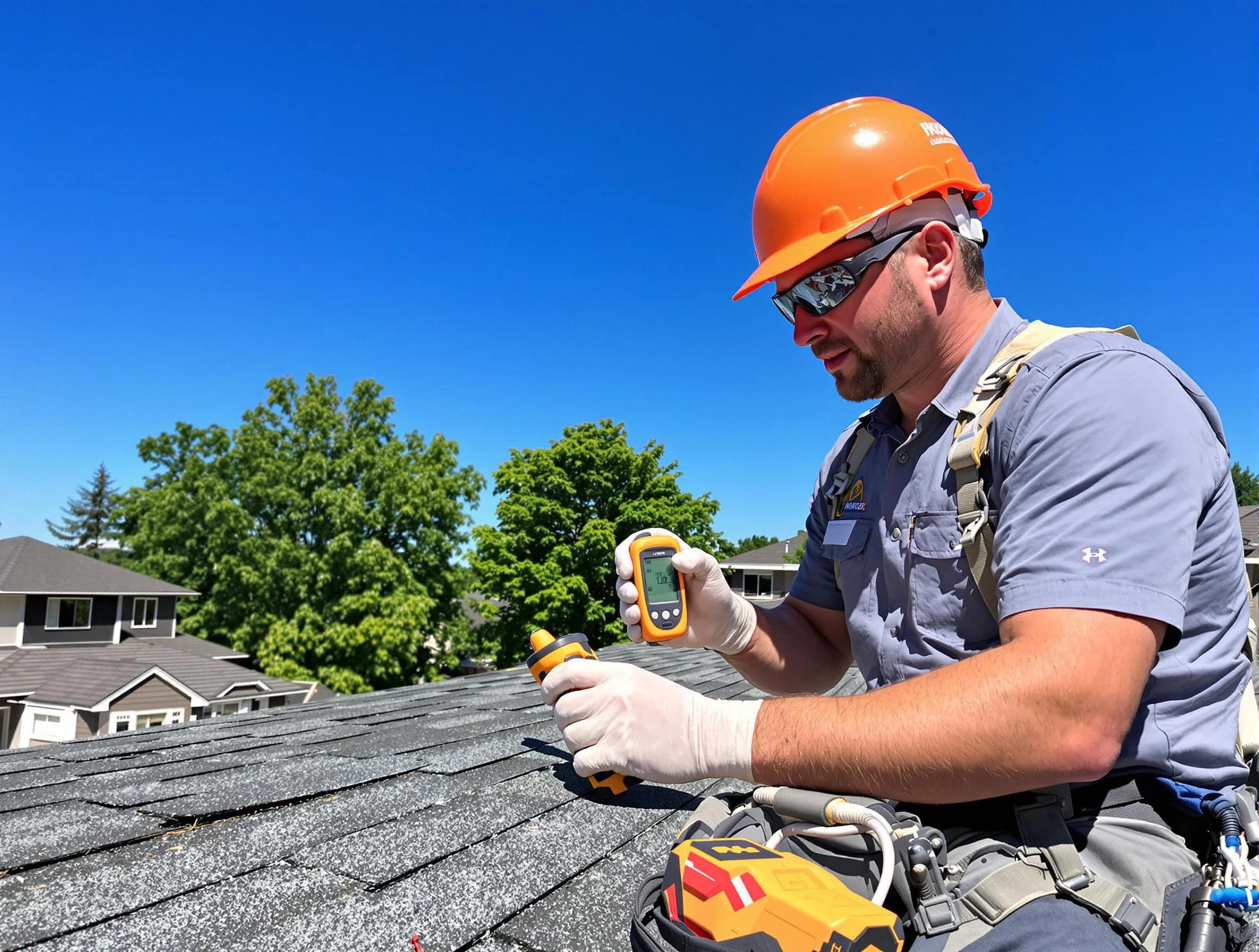 Stow Roofing Company conducting a roof inspection in Stow, OH