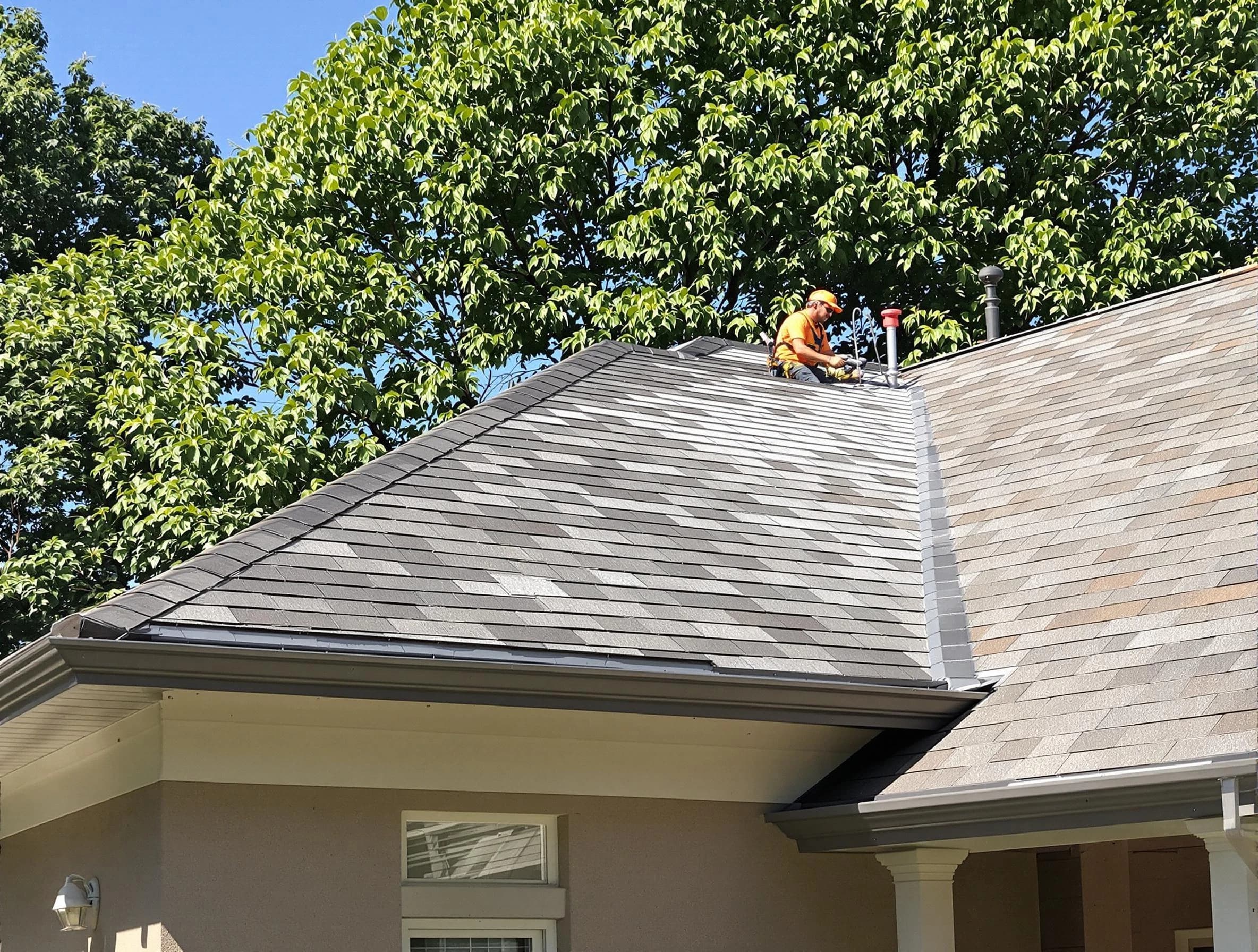 Newly completed shingle roofing by Stow Roofing Company in Stow, OH